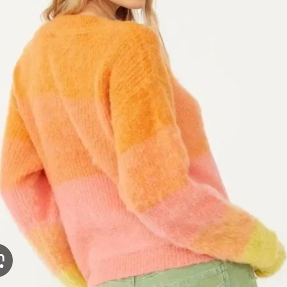 Free People Sweater Autumn Sky Combo Colorblock Top XS - Picture 2 of 7